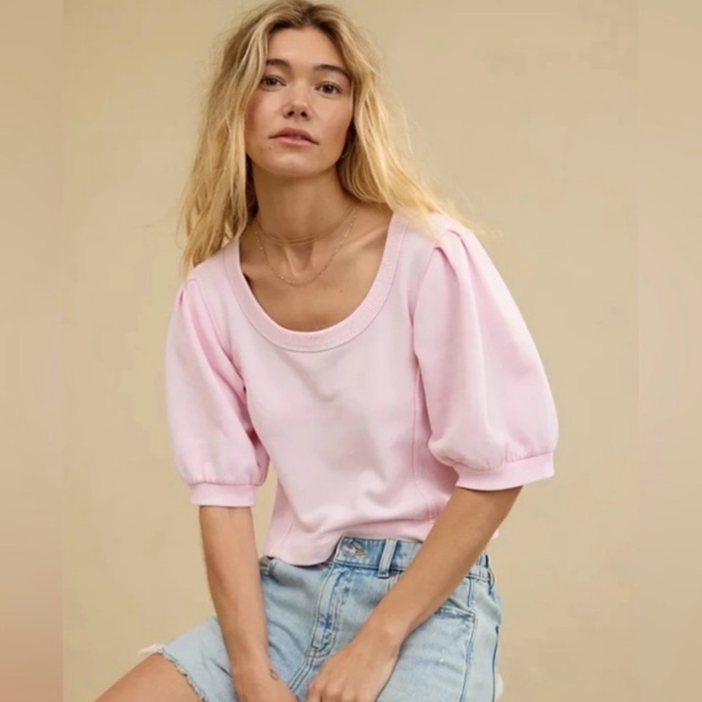Aerie Seams Right Short Sleeve Sweatshirt, Small, GUC